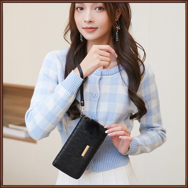 Ví Da Pu Cầm Tay Dáng Dài Thêu Họa Tiết Xinh Xắn Thời Trang Cho Nữ