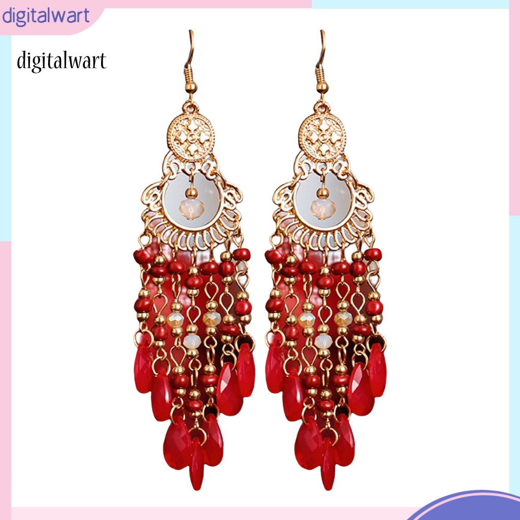 Kỹ Thuật Số| 1 Đôi Bông Tai Thả Tua Rua Đính Hạt Phong Cách Bohemia Chất Lượng Cao Cho Nữ