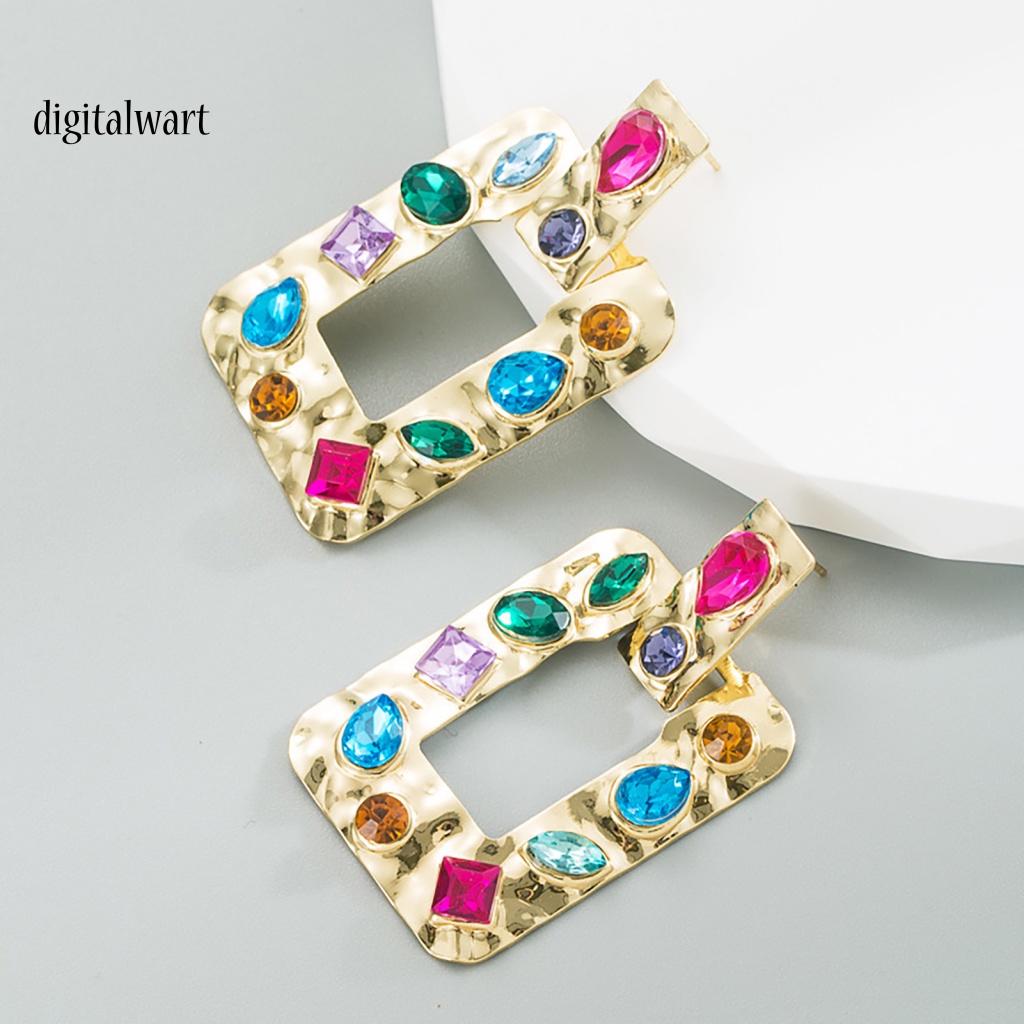 Kỹ Thuật Số| 1 Cặp Bông Tai Đính Đá Nhiều Màu Sang Trọng