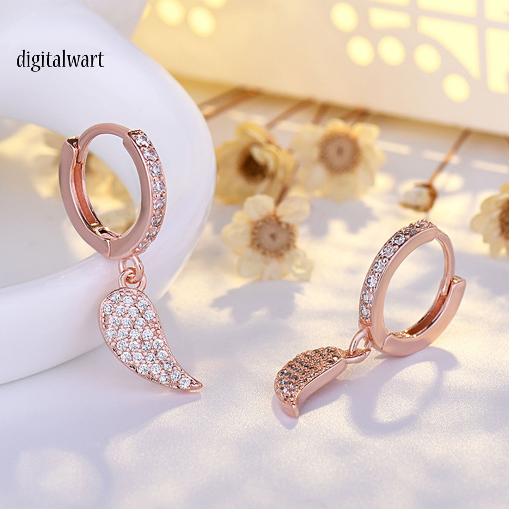 Kỹ Thuật Số| 1 Cặp Bông Tai Dáng Dài Hình Đôi Cánh Thiên Thần Đính Đá Lấp Lánh Thanh Lịch