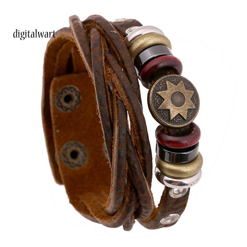 Kỹ Thuật Số| Vòng Tay Dây Da Bện Phong Cách Punk Vintage Cho Nam