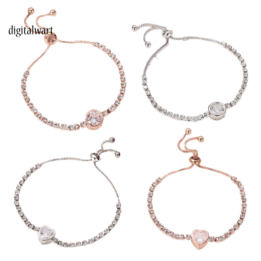 Kỹ Thuật Số| Vòng Tay Đính Đá Zircon Hình Trái Tim Lấp Lánh Phong Cách Hàn Quốc Cho Nữ