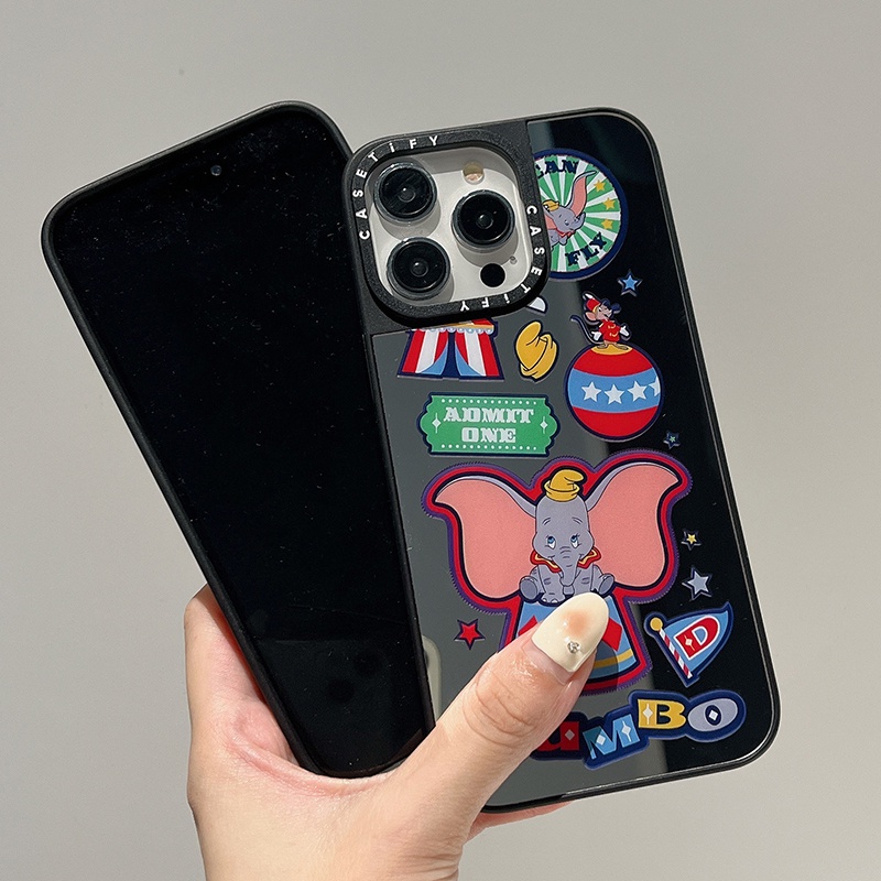Ốp Điện Thoại Nhựa Acrylic Cứng Chống Sốc Gắn Gương In Hình Voi Dumbo Cho Iphone 14 / 13 / 12 / 11 / Pro / Max