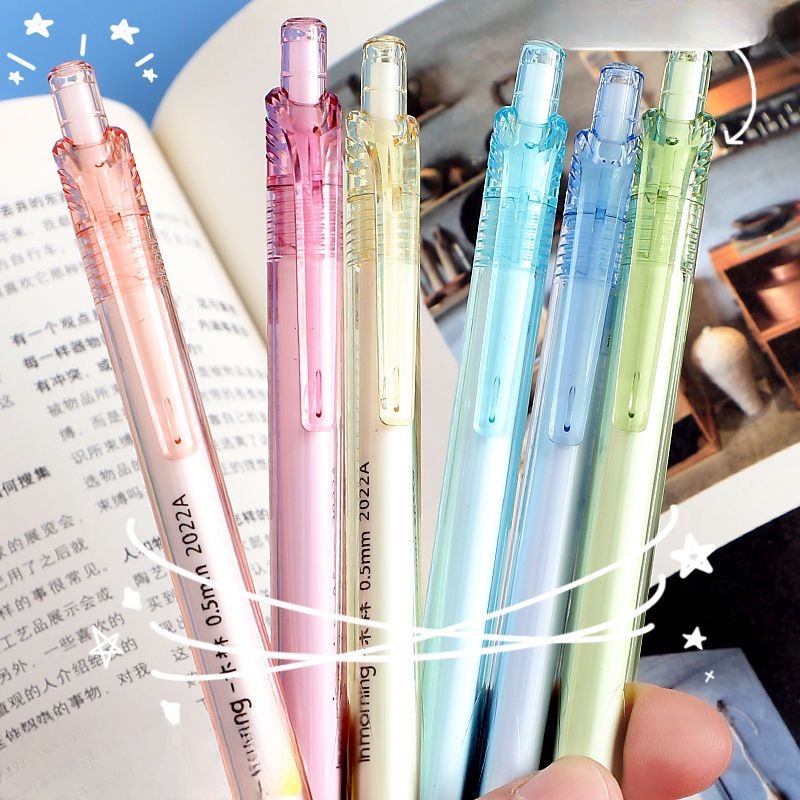 Set 6 Bút Bi Mực Đen Ngòi 0.5mm Nhanh Khô