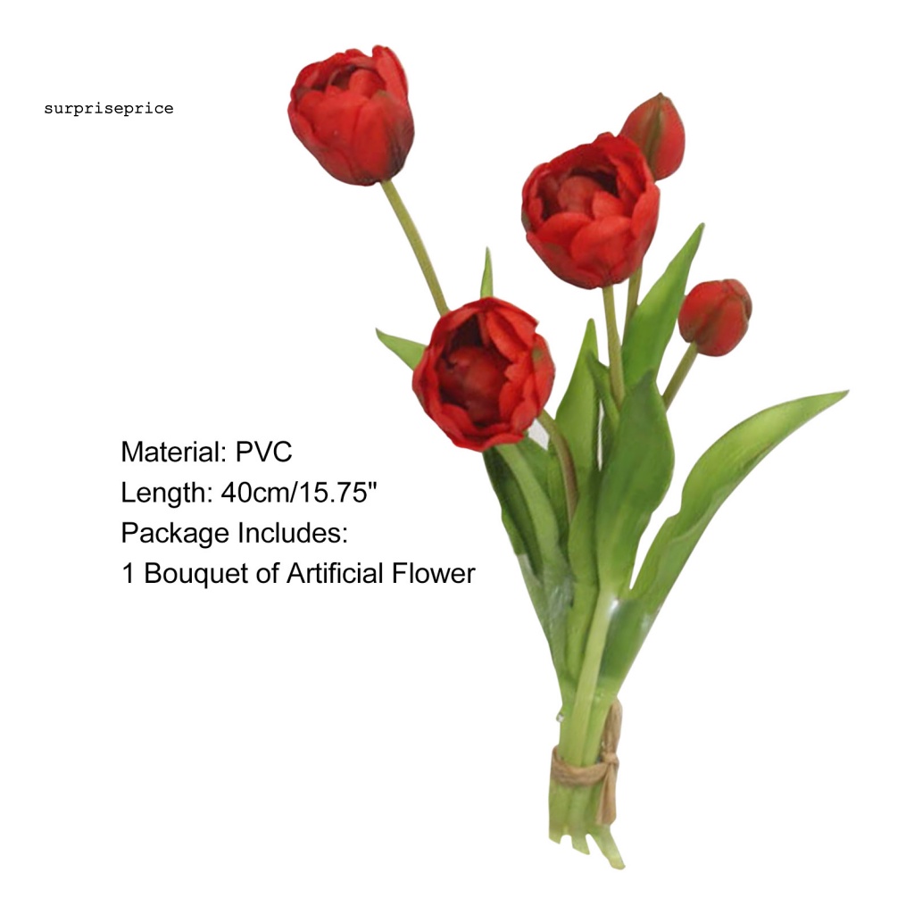 1 Bó Hoa Tulip Nhân Tạo Bằng Nhựa PVC Không Cần Khoan Lỗ Dùng Trang Trí Nhà Cửa