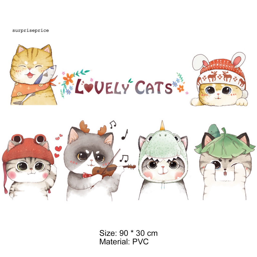 Set 2 Sticker PVC Dán Tường Tự Dính Chống Nước Hình Mèo Dễ Thương