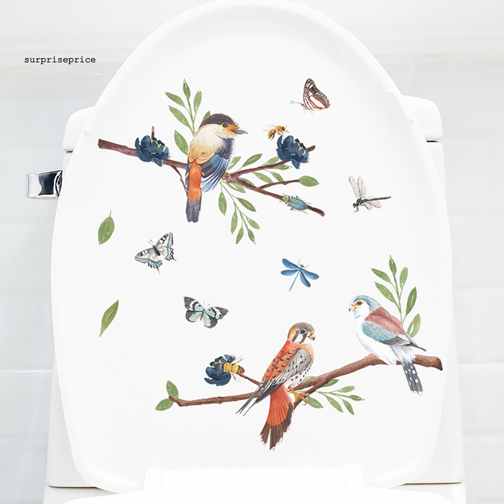 Set 2 Tấm Sticker Dán Tường Tự Dính Họa Tiết Cây Cối / Chim / Hoa Hoạt Hình Trang Trí Nhà Cửa