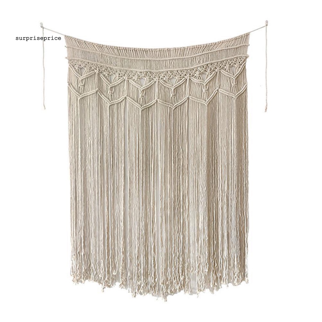 Thảm Macrame Treo Tường Chất Liệu Cotton Dệt Màu Be Phong Cách Boho Tinh Tế Trang Trí Nhà Cửa