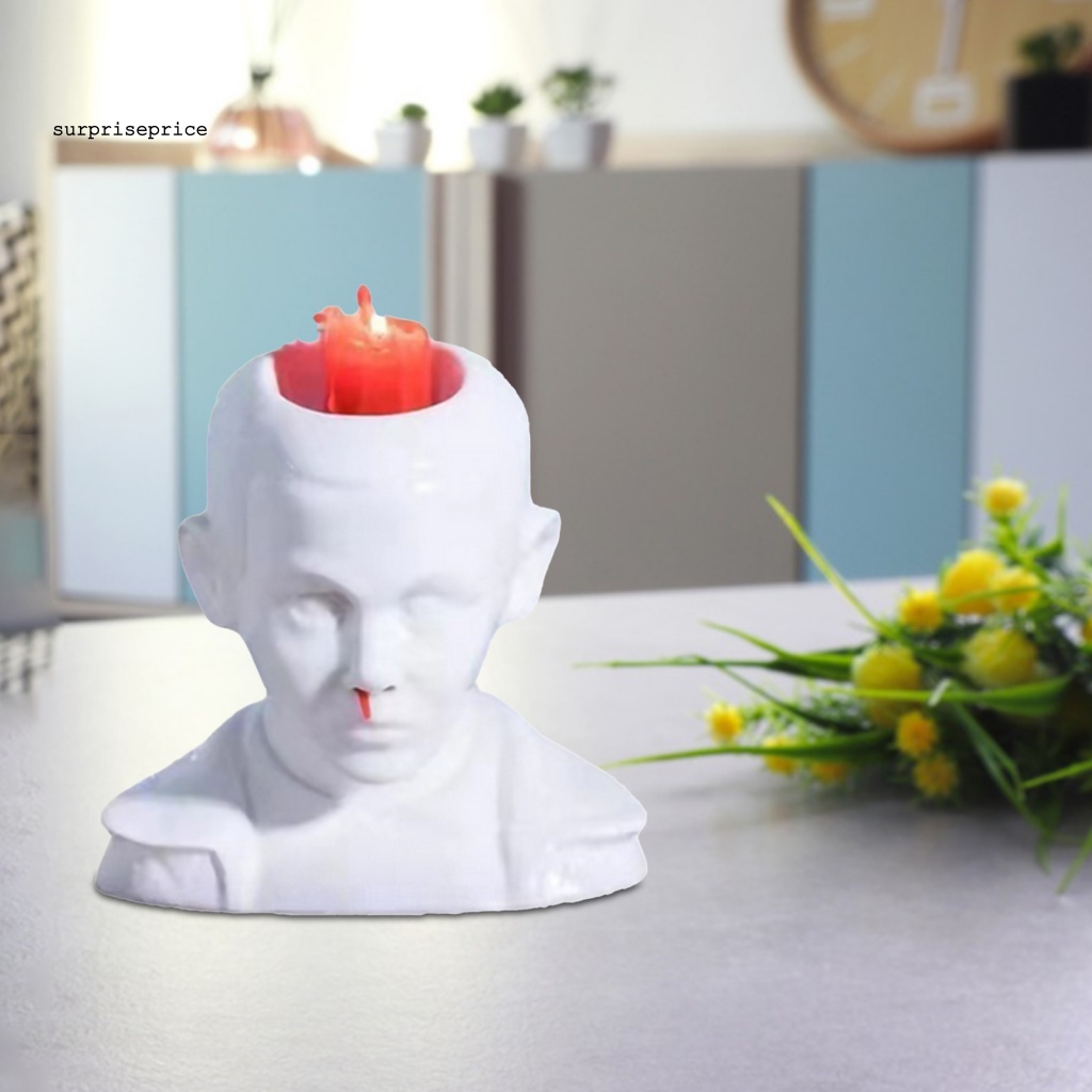 Giá Đỡ Nến Hình Đầu Người Màu Trắng Phong Cách Vintage Trang Trí Halloween