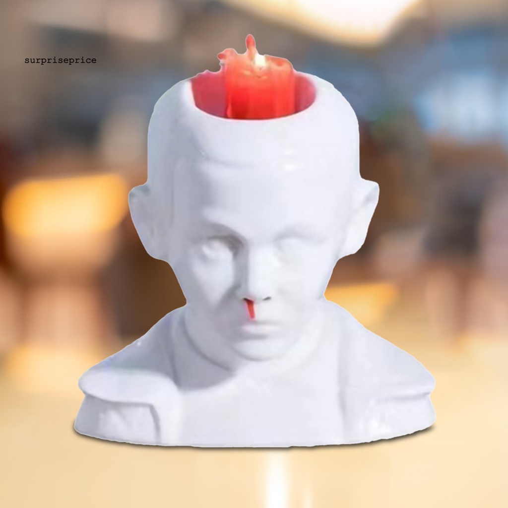 Giá Đỡ Nến Hình Đầu Người Màu Trắng Phong Cách Vintage Trang Trí Halloween