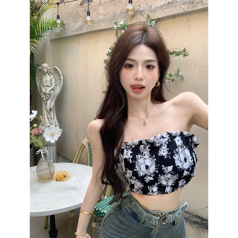 Áo Croptop Hở Lưng Dáng Ôm In Họa Tiết Thời Trang Quyến Rũ Cho Nữ