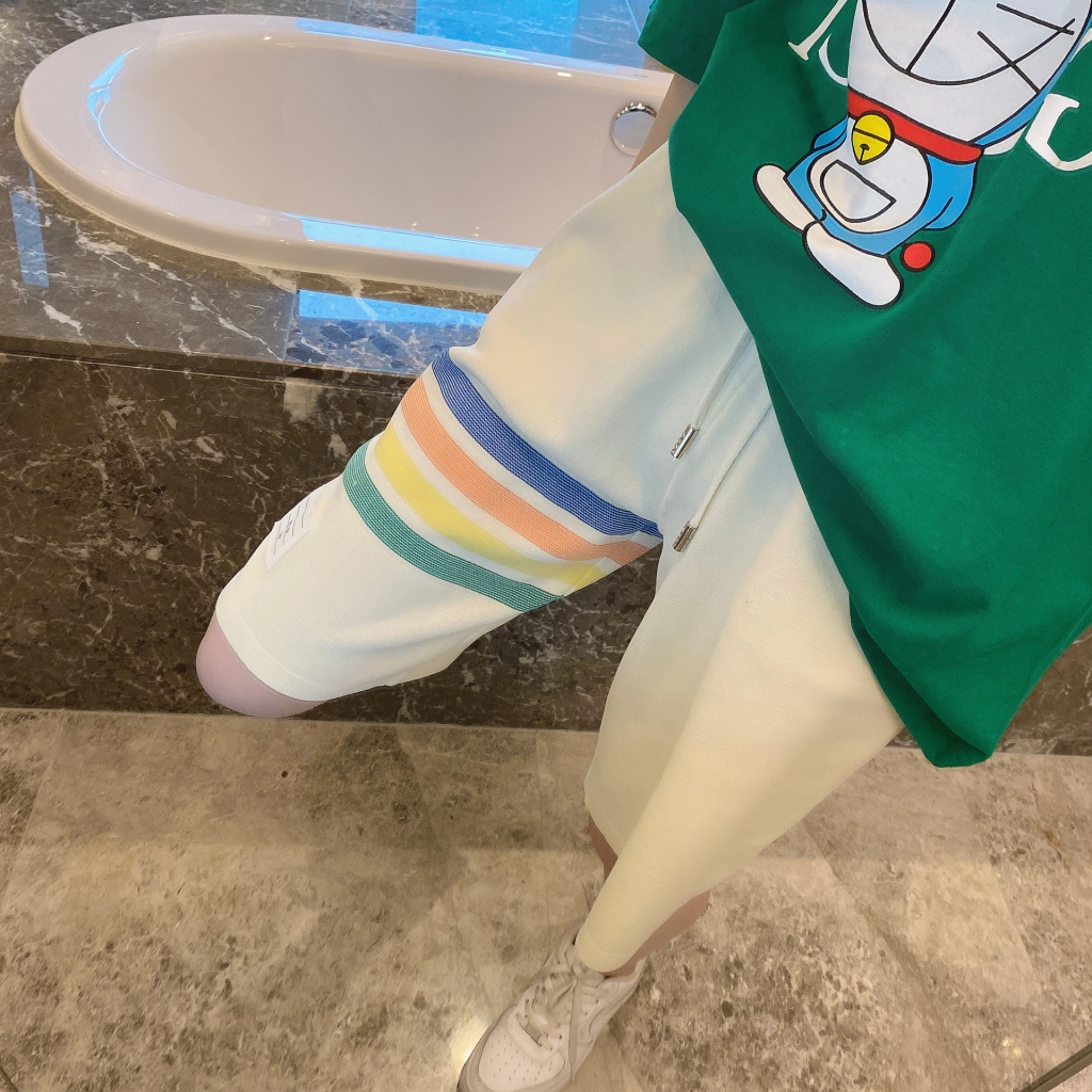 1Q9W Thom Browne Rainbow Bar knitted five-point shorts women's spring and summer loose sports 2023 new four-bar outer wear casual pants