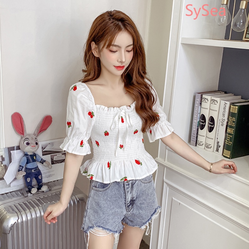 Áo Sơ Mi Ngắn Tay Xếp Ly Thời Trang Mùa Hè Hàn Quốc Cho Nữ