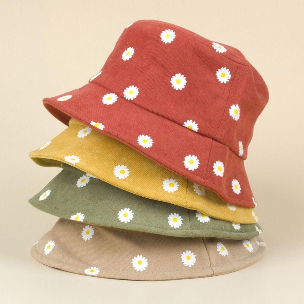 MOILYVN Mũ Bucket Chống Tia UV Họa Tiết Hoa Cúc Dễ Thương Dành Cho Bé