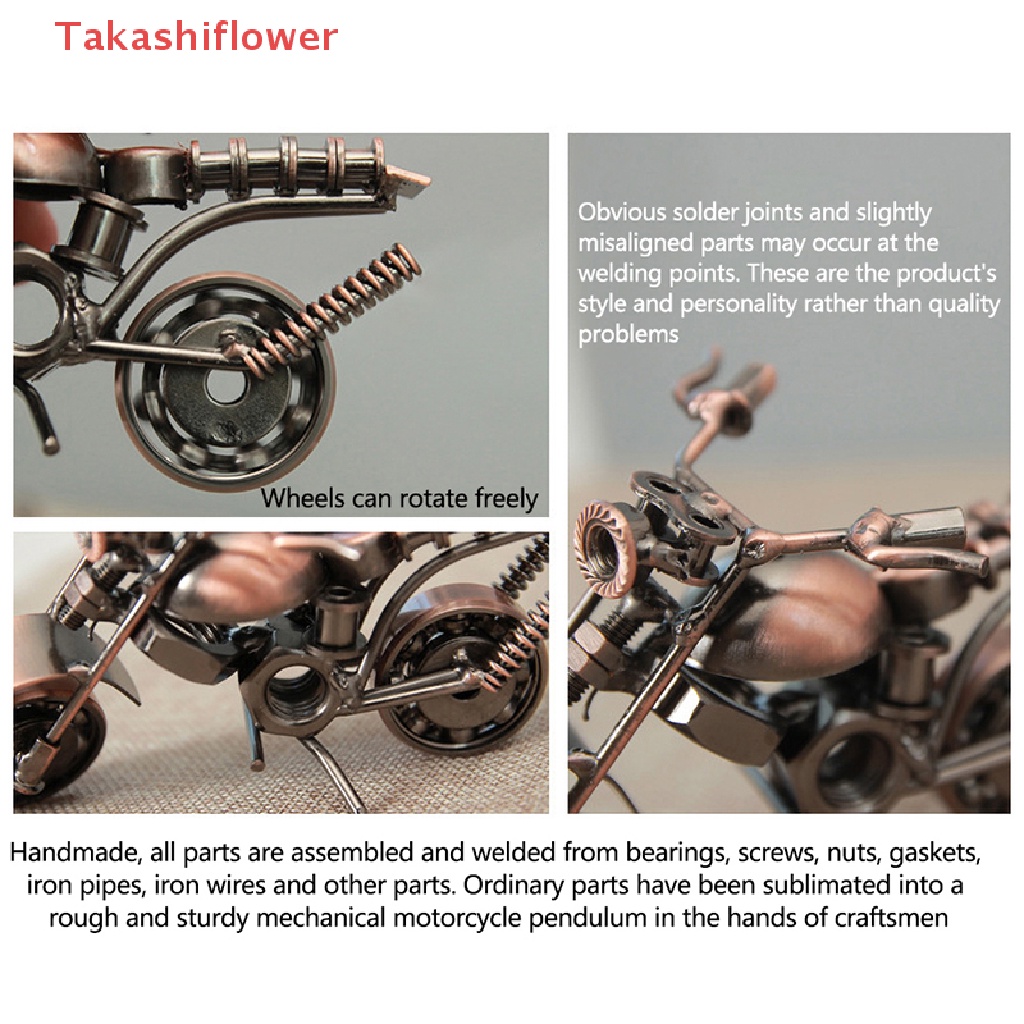 Mô Hình Xe Mô Tô Takashiflower Bằng Sắt Làm Thủ Công Phong Cách Retro Trang Trí Nội Thất