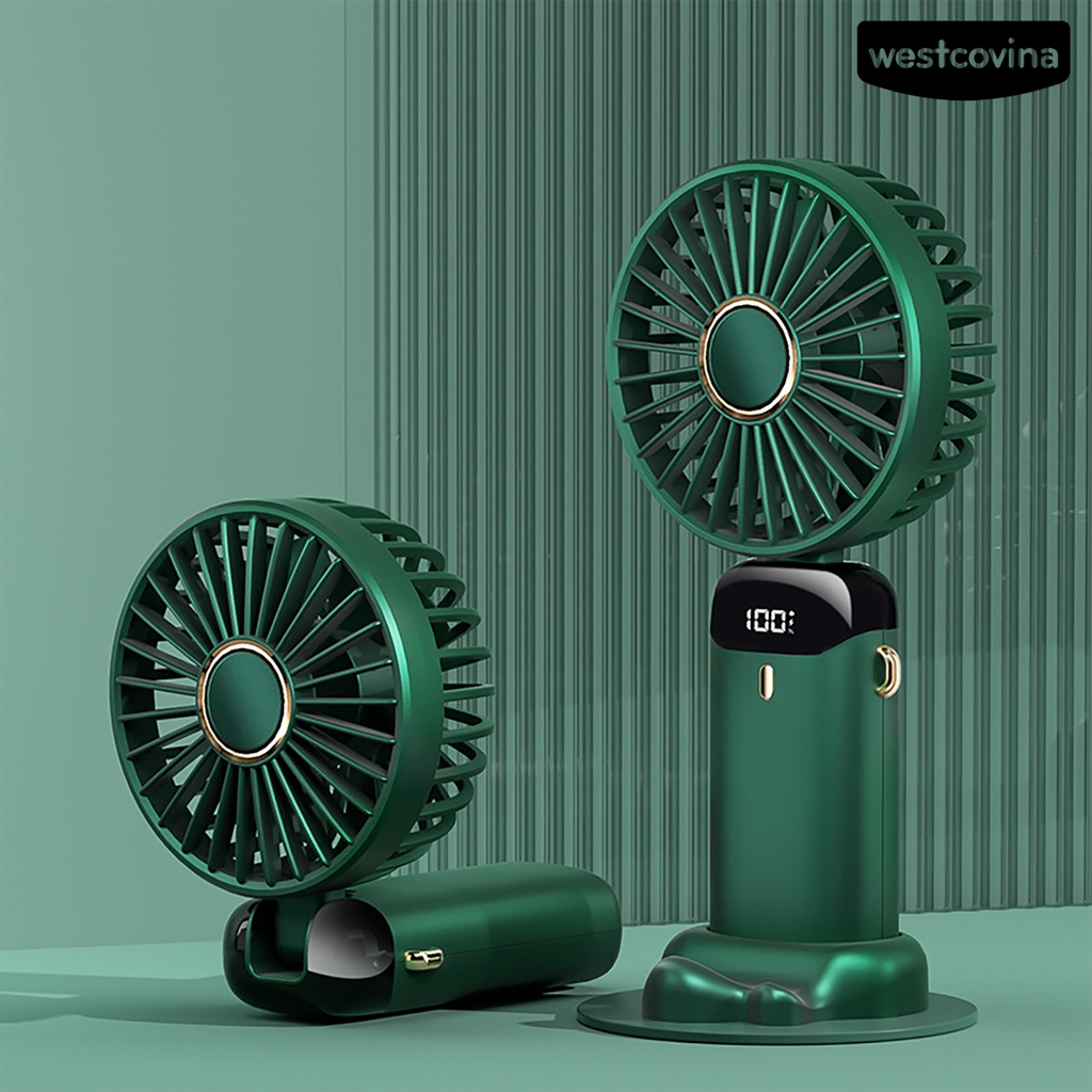 W🅢Quạt Mini Cầm Tay 5 Tốc Độ Gió Làm Mát Không Ồn Màn Hình Kỹ Thuật Số Thời Trang