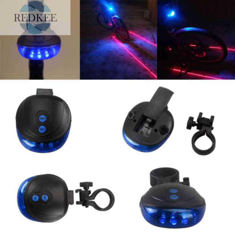 5 Đèn LED Cảnh Báo An Toàn Phía Sau Xe Đạp, 2 Chùm Tia Laser Màu Xanh Dương