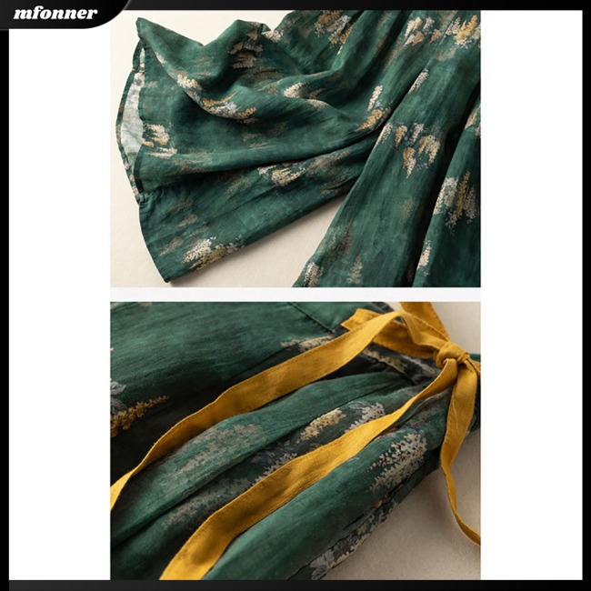 Quần Cotton Lanh Ống Rộng Lưng Cao Co Giãn Dành Cho Nữ