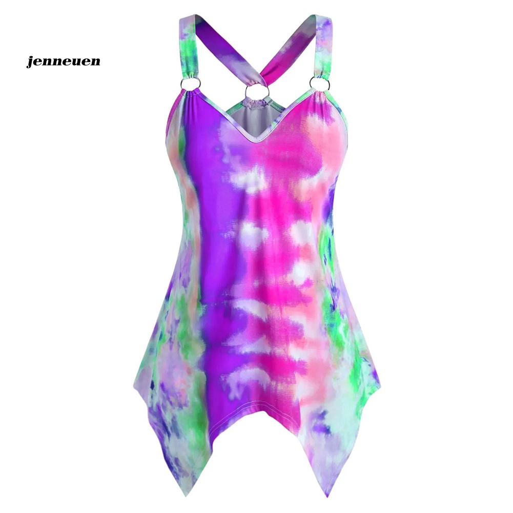 Áo Hai Dây Cổ Chữ V Màu Nhuộm Thời Trang Dành Cho Nữ