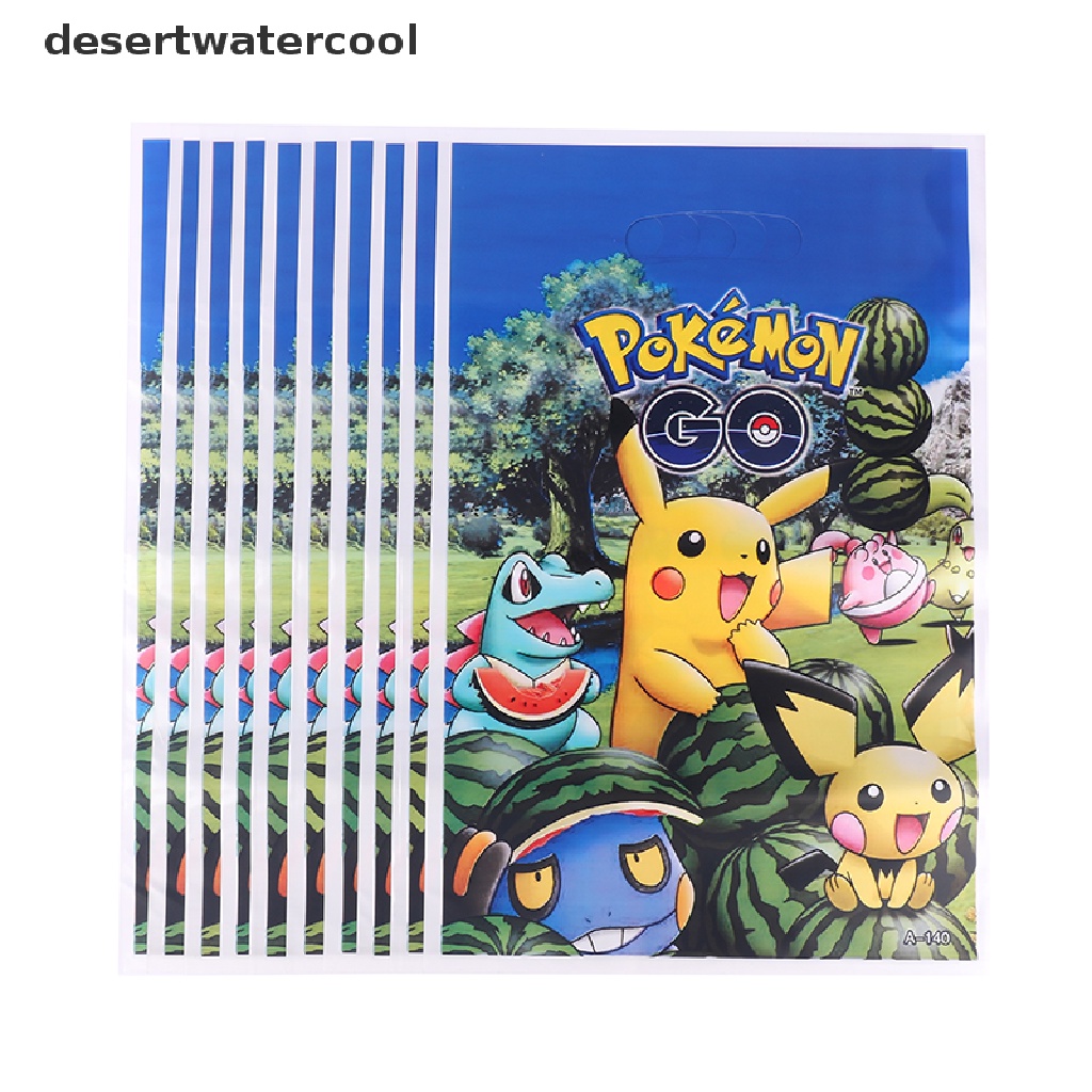 Set 10 Túi Nhựa Đựng Kẹo Họa Tiết Hoạt Hình Pokemon