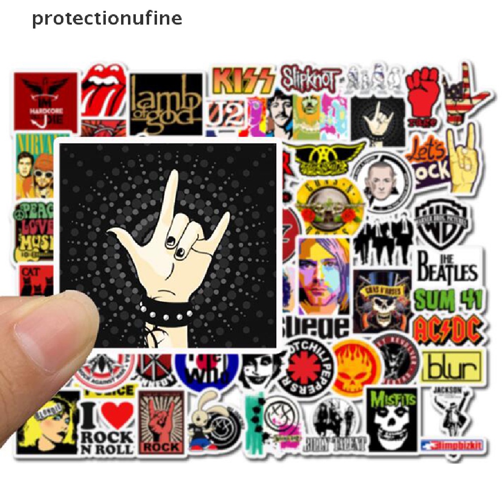 Set 52 Miếng Dán Trang Trí Điện Thoại / Laptop / Xe Hơi Phong Cách Rock and Roll Punk PR3VN