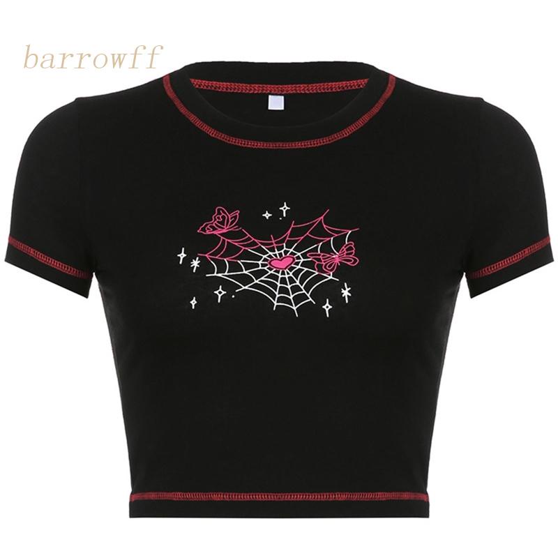 Áo Thun Nữ Ngắn Tay In Hình Trái Tim Và Bướm Phong Cách Harajuku