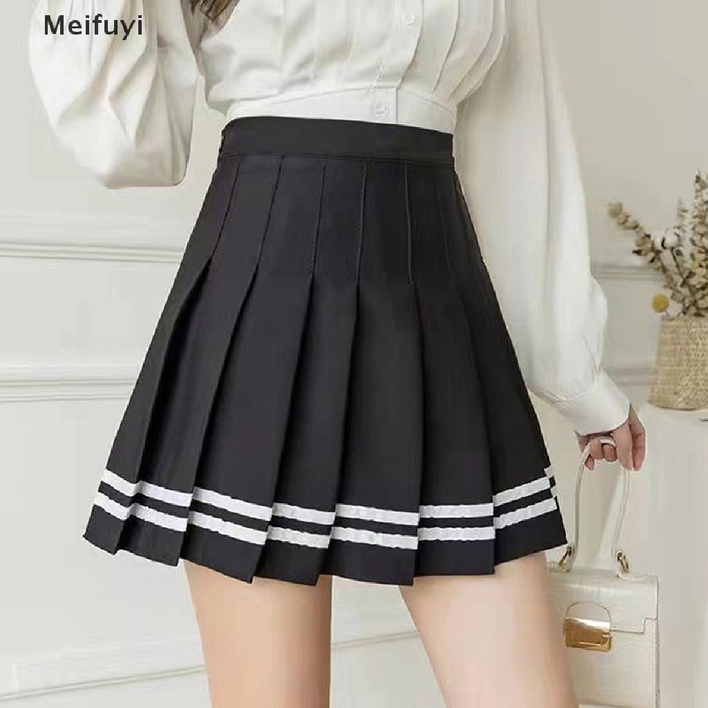 [Meifuyi] Chân Váy Chữ A Xếp Ly Lưng Cao Phong Cách Harajuku Đáng Yêu Cho Nữ Sinh 2023