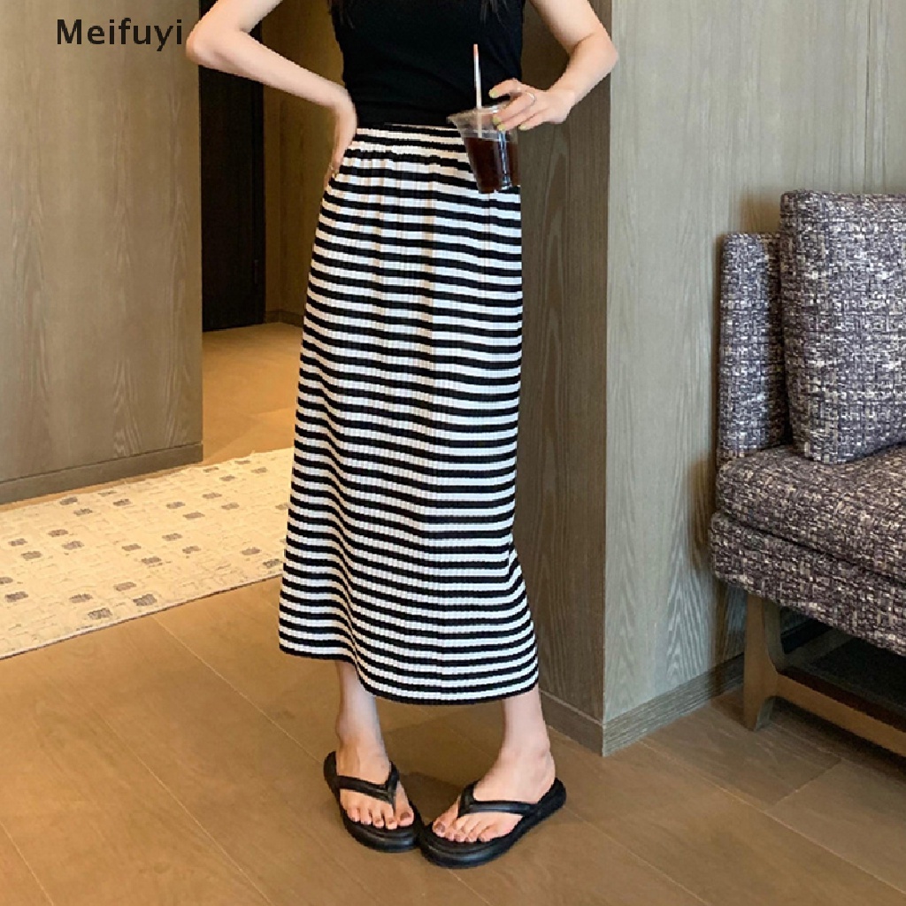 Chân Váy Midi Chữ A Họa Tiết Kẻ Sọc Phong Cách Vintage Thời Trang Cho Nữ