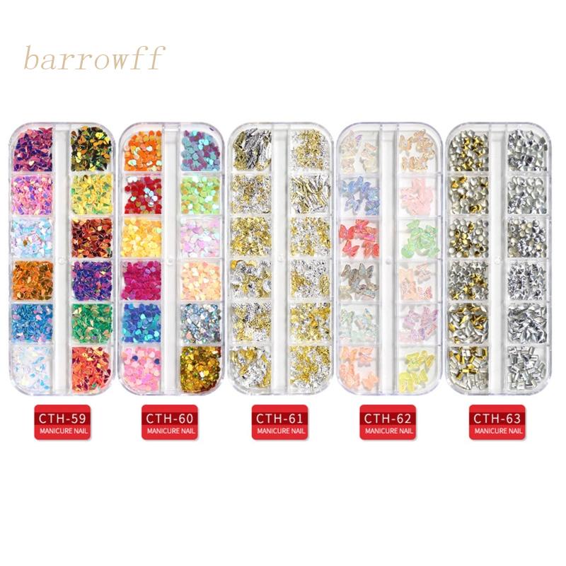 Hộp Phụ Kiện Dán Trang Trí Móng Tay 3D Hình Bướm Lấp Lánh