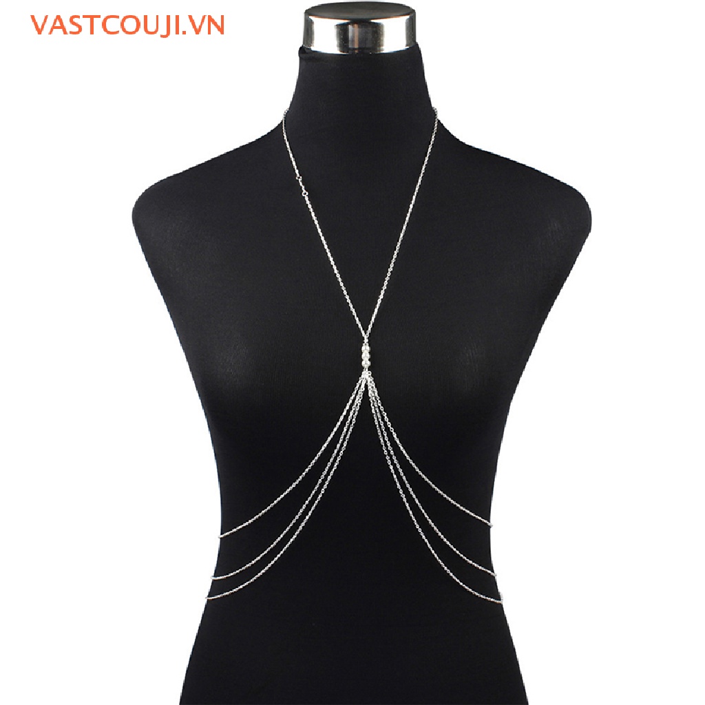 Dây Mắt Xích Đeo Áo Ngực Đính Ngọc Trai Gợi Cảm Cho Nữ