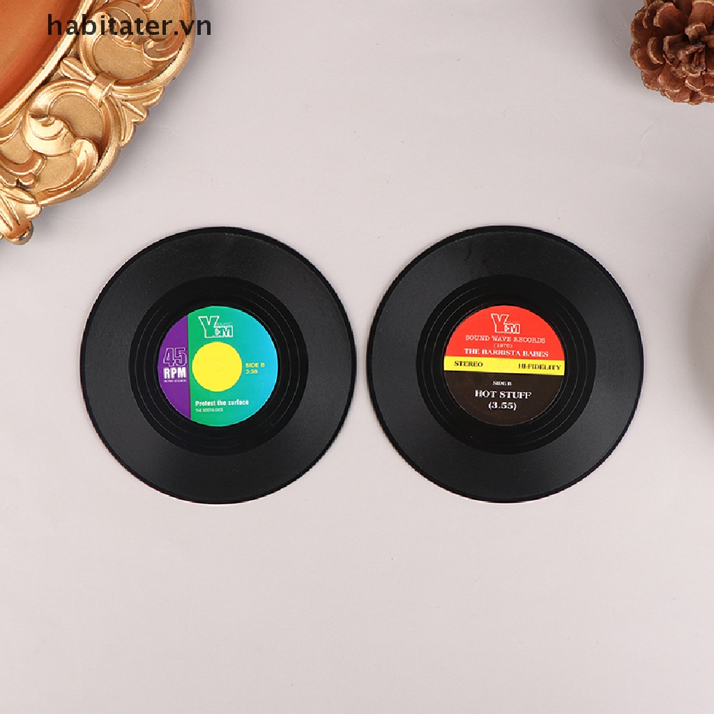 Set 2 / 4 Đế Lót Ly Bằng Nhựa Chống Trượt Phong Cách Retro