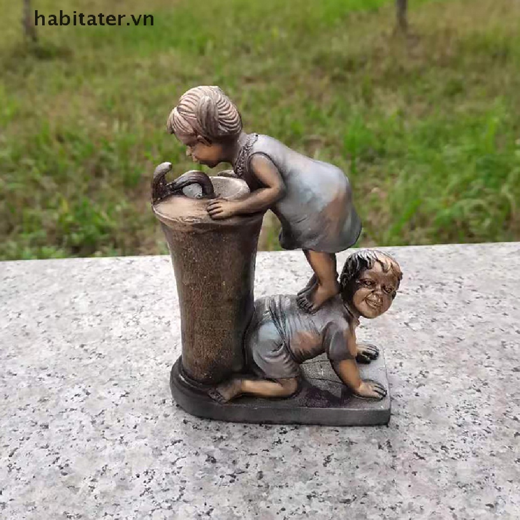 Mô Hình Bé Trai Và Bé Gái Bằng Nhựa Resin Trang Trí Sân Vườn