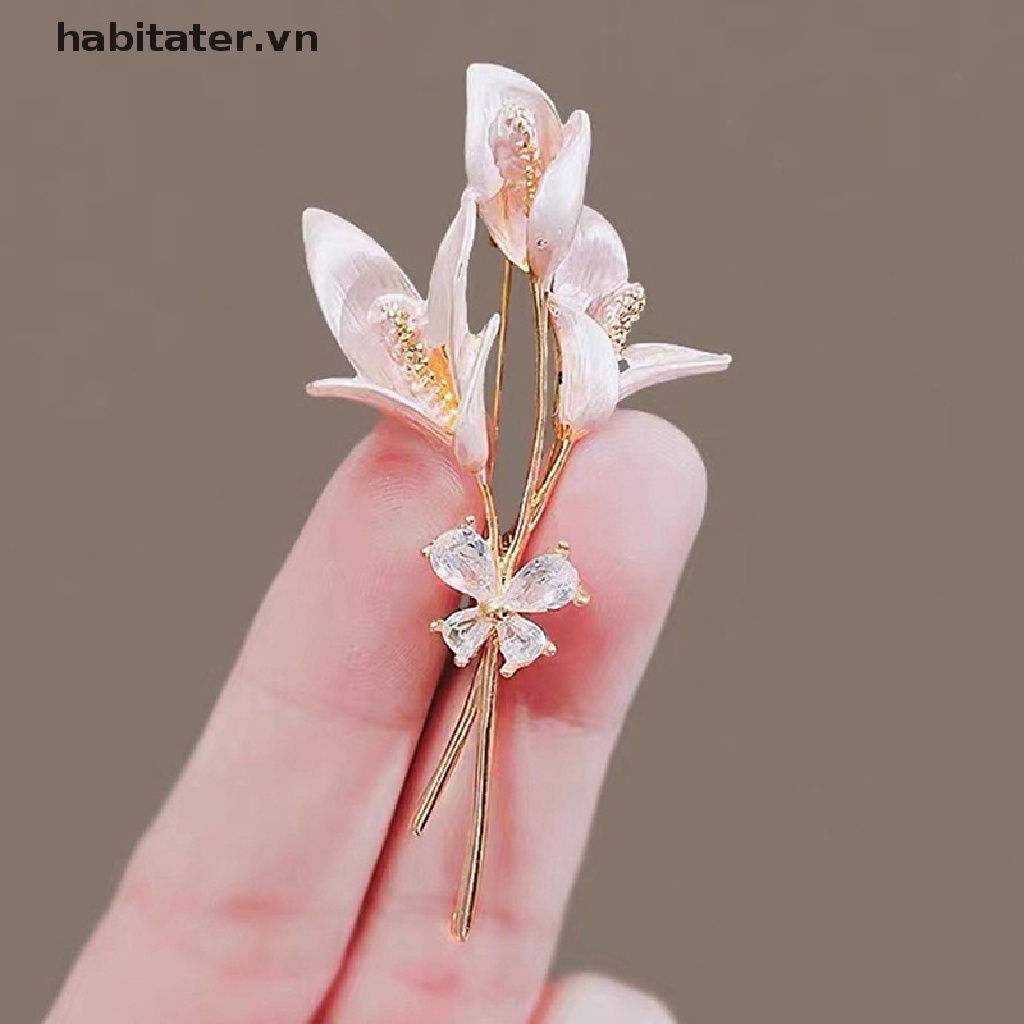 Ghim Cài Áo Hình Hoa Tráng Men Thanh Lịch Cho Nữ