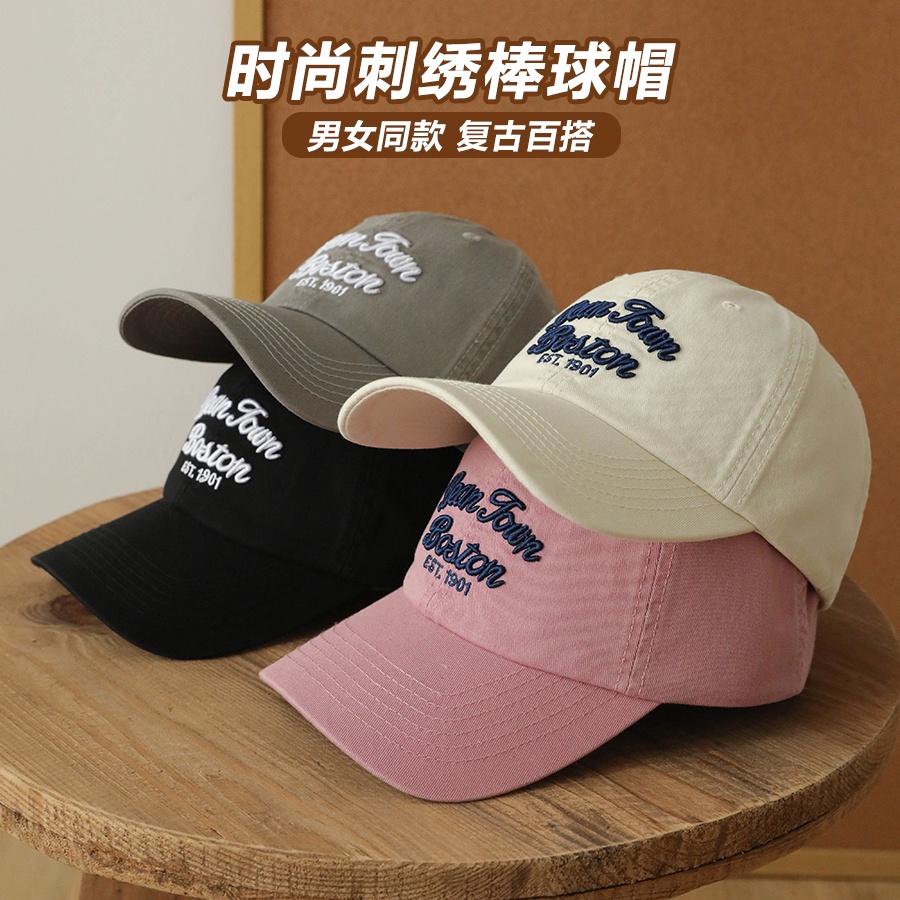 Mũ Lưỡi Trai Chất Liệu Cotton Mềm Mại Thêu Họa Tiết Phong Cách Retro Mỹ Thời Trang Mùa Hè Cho Nam Và Nữ