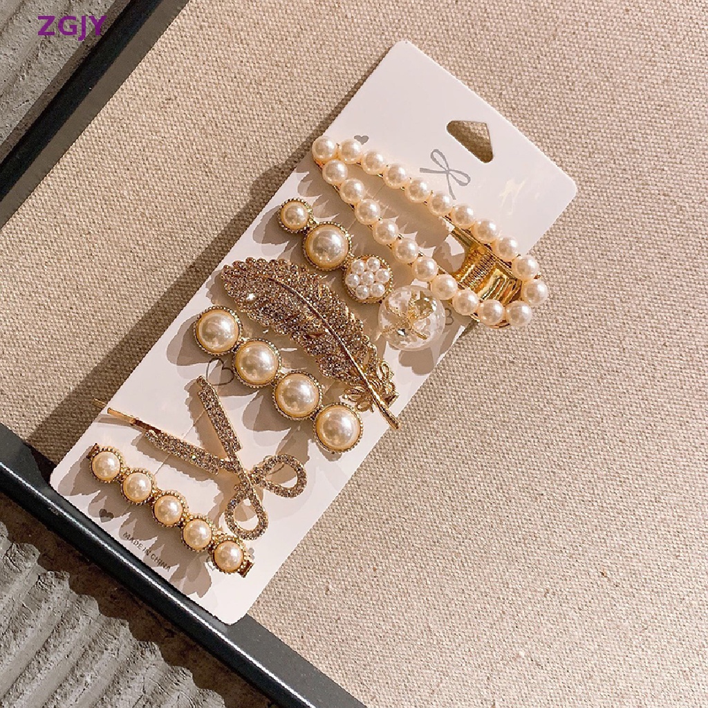 1 Bộ Kẹp Tóc Đính Ngọc Trai Thời Trang Cho Nữ Mới