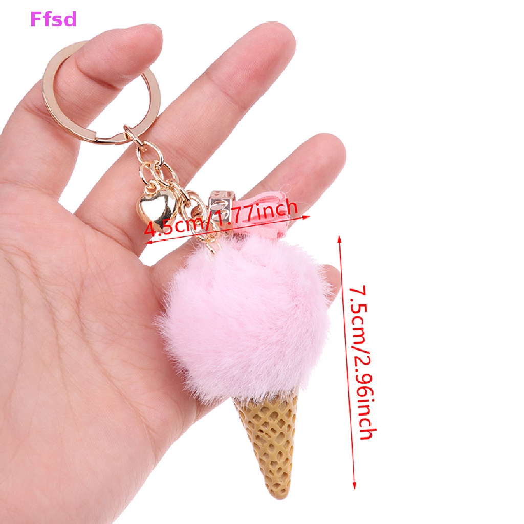 {Ffsd} Bán Chạy 1 Móc Khóa Bông Xù Hình Cây Kem Mềm Mại Cho Nữ