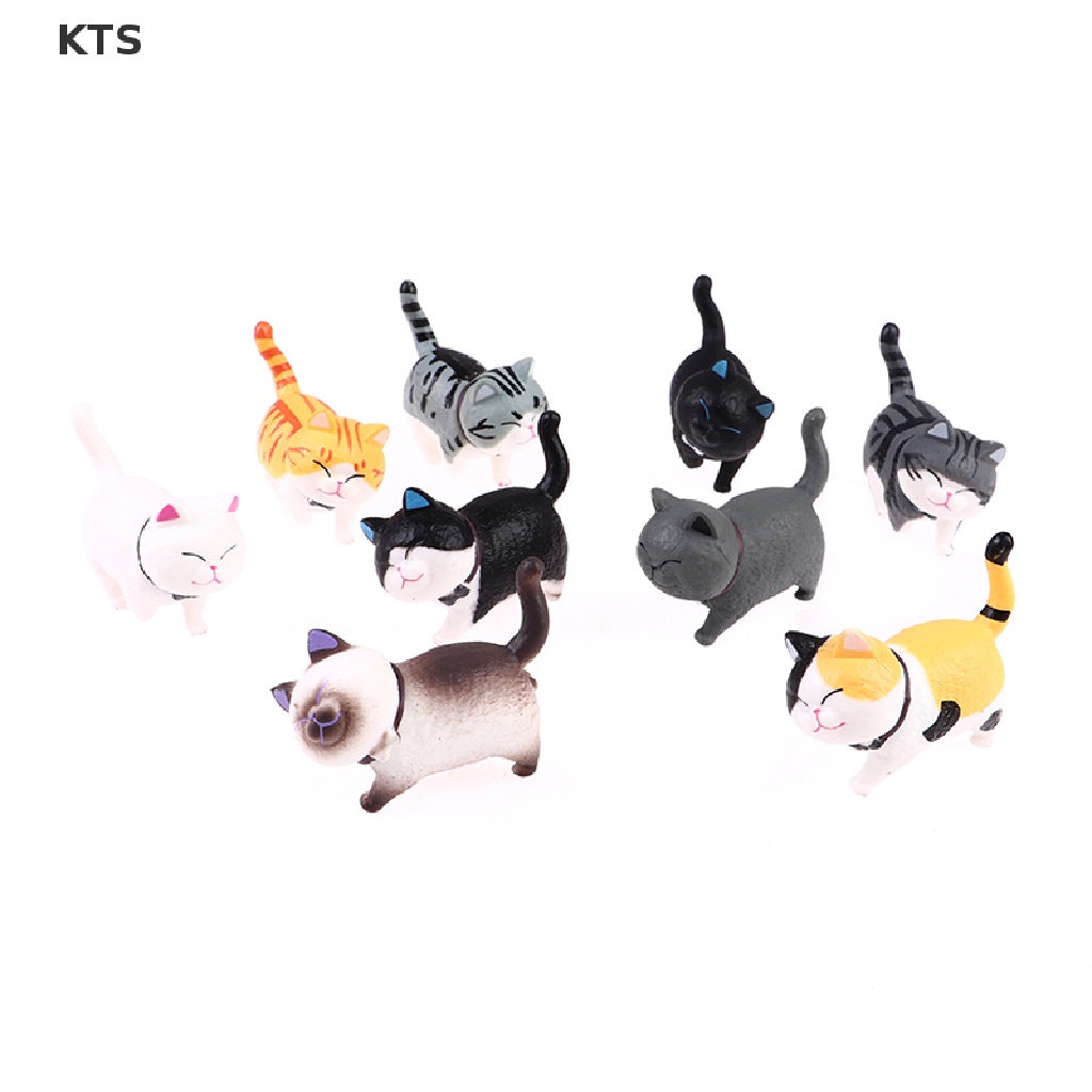 Set 9 Mô Hình Mèo Bằng Nhựa 5cm Dễ Thương Dùng Để Trang Trí