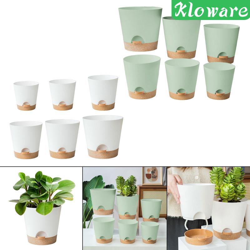 Bộ 6 Chậu Trồng Cây Tự Tưới Nước Có Lỗ Thoát Nước