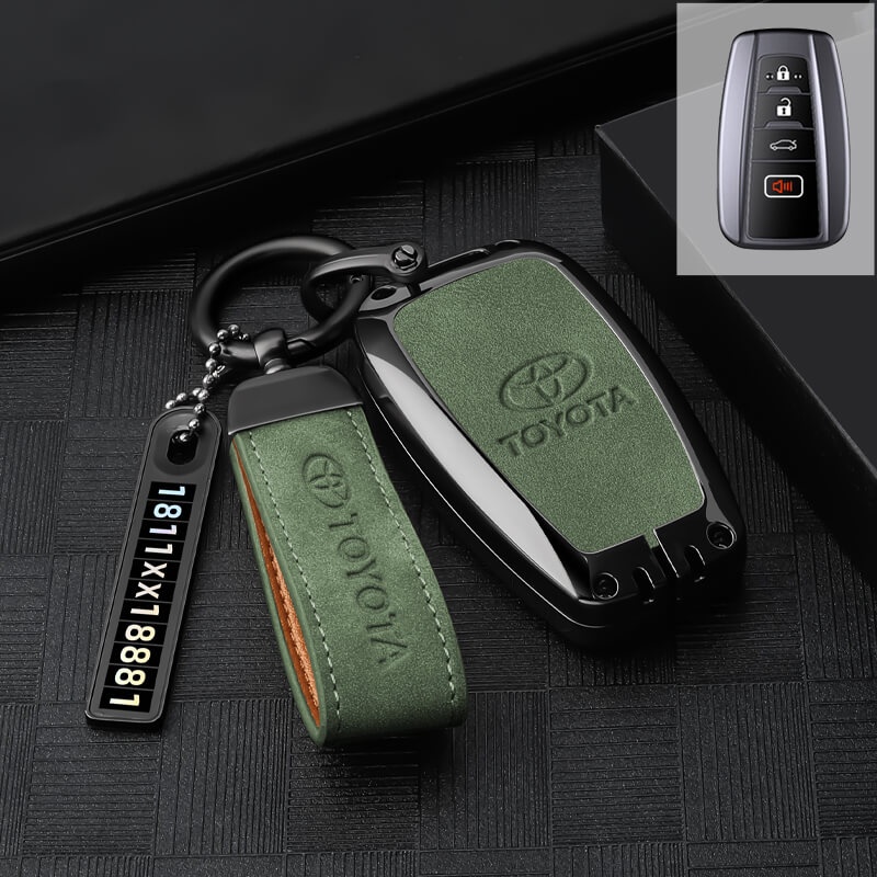 Vỏ Da + Kim Loại Bảo Vệ Chìa Khóa Xe Hơi Toyota All-New Camry / Corolla Altis / Cross 4 Nút