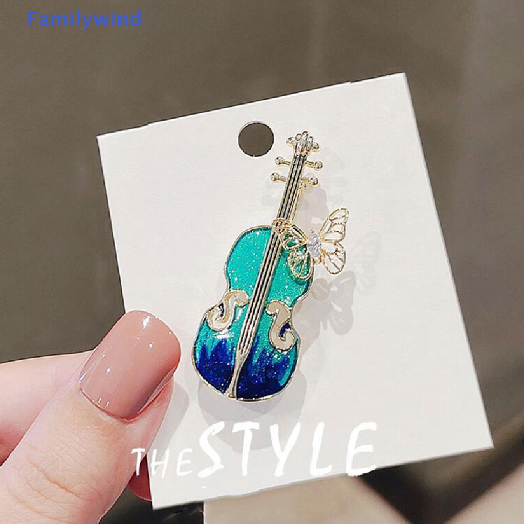 Ghim Cài Áo Hình Đàn Violin Màu Xanh Dương Phong Cách Vintage Thời Trang