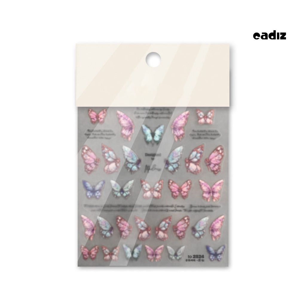 1 Tấm Sticker Dán Móng Tay DIY Hình Bướm 5D Dành Cho Salon
