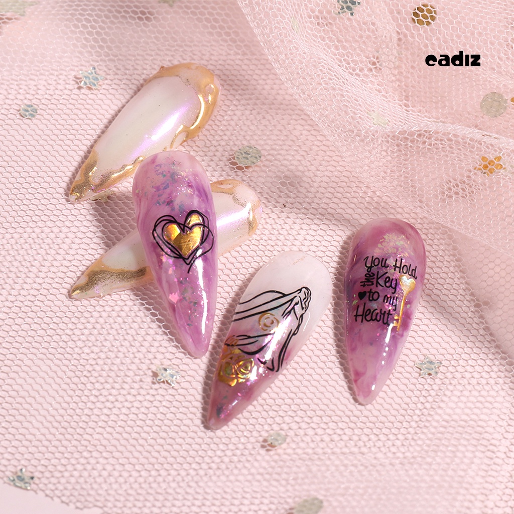 Bộ 2 Miếng Dán Móng Tay Tự Dính Không Phai Họa Tiết Trái Tim Màu Đỏ Dùng Trang Trí DIY