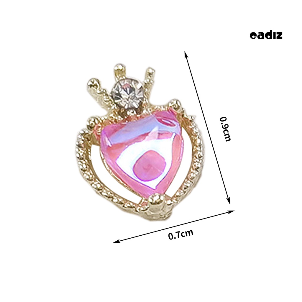 Bộ 2 Đá Mocha Trái Tim Rỗng 3D Lấp Lánh Trang Trí Móng Tay Nghệ Thuật DIY