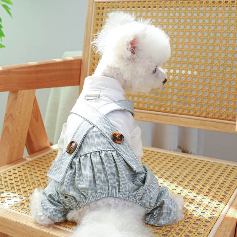 Bộ Áo Liền Quần Họa Tiết Caro Dễ Thương Cho Cún Cưng