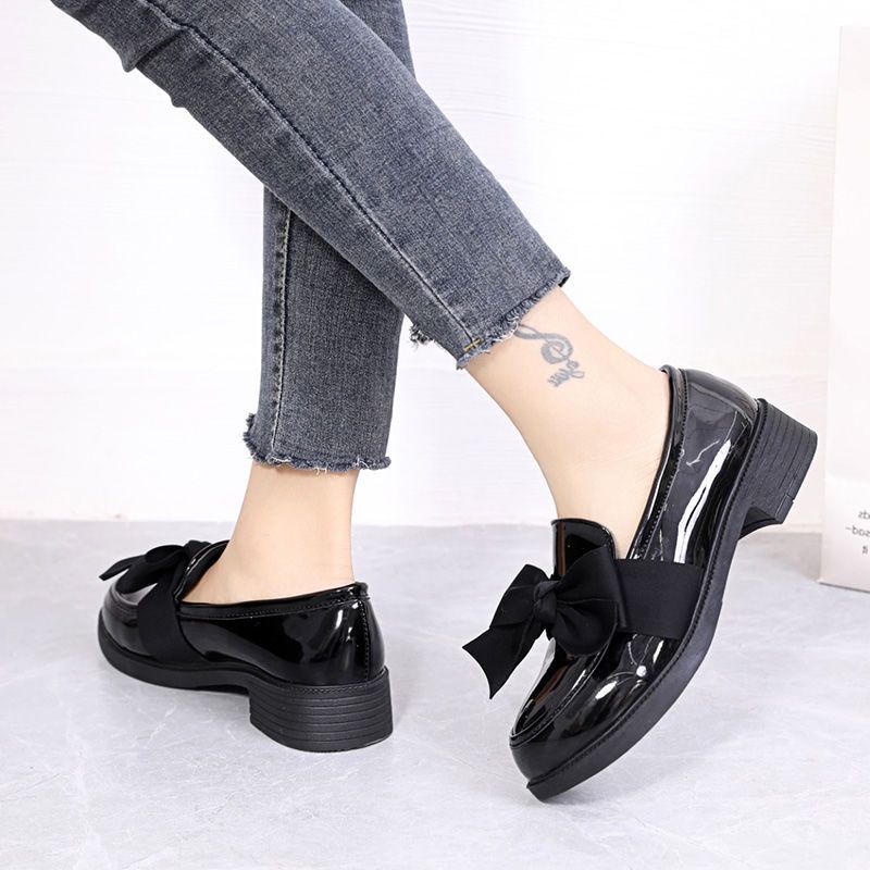 Giày Lười Da Đế Thấp Đính Nơ Thời Trang Mùa Xuân Cho Nữ