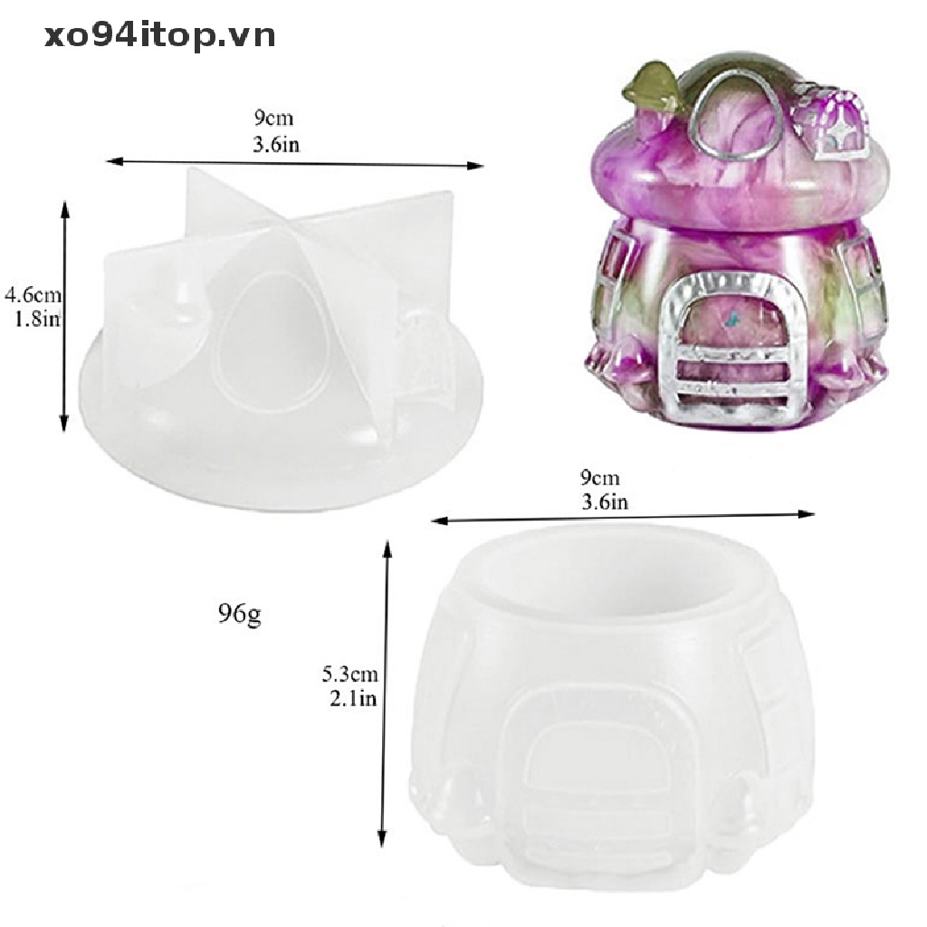 Xoitop Khuôn Silicon Hình Ngôi Nhà Nấm Với Nắp Đậy Dễ Thương Epoxy Casg VN