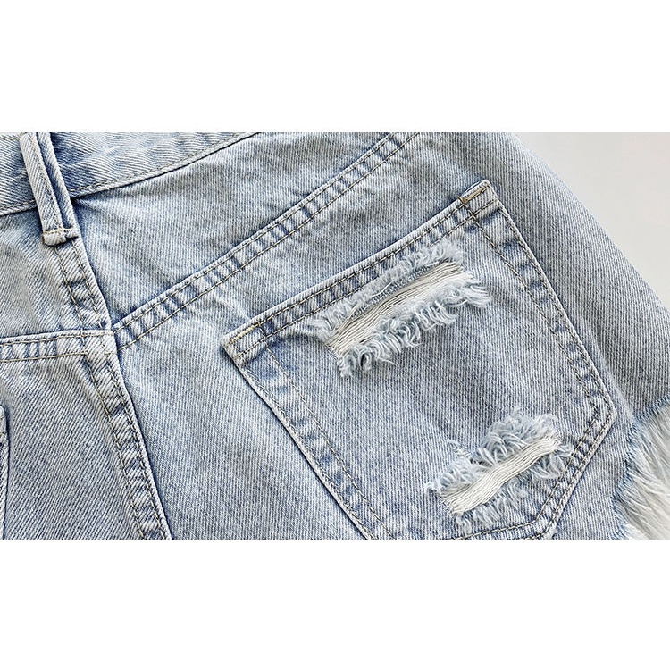 Quần Short Denim Lưng Cao Ống Rộng Thời Trang Dành Cho Nữ