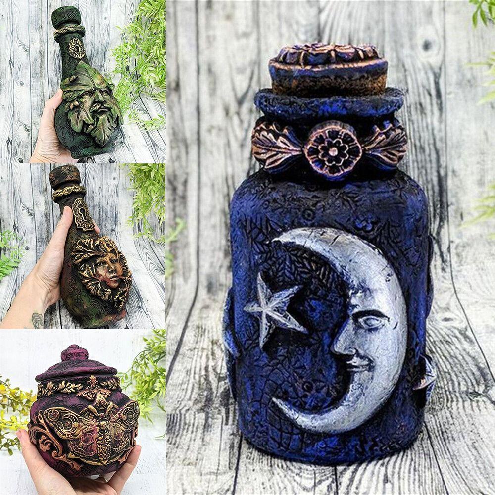 Yan1 Bình Trang Trí Hình Phù Thủy Ngôi Sao Mặt Trăng Phong Cách Gothic Cổ Điển
