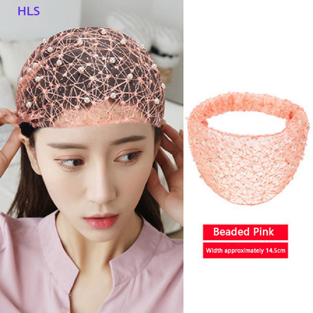 Băng Đô Cài Tóc Phối Lưới Thoáng Khí Đính Hạt Ngọc Trai Thời Trang