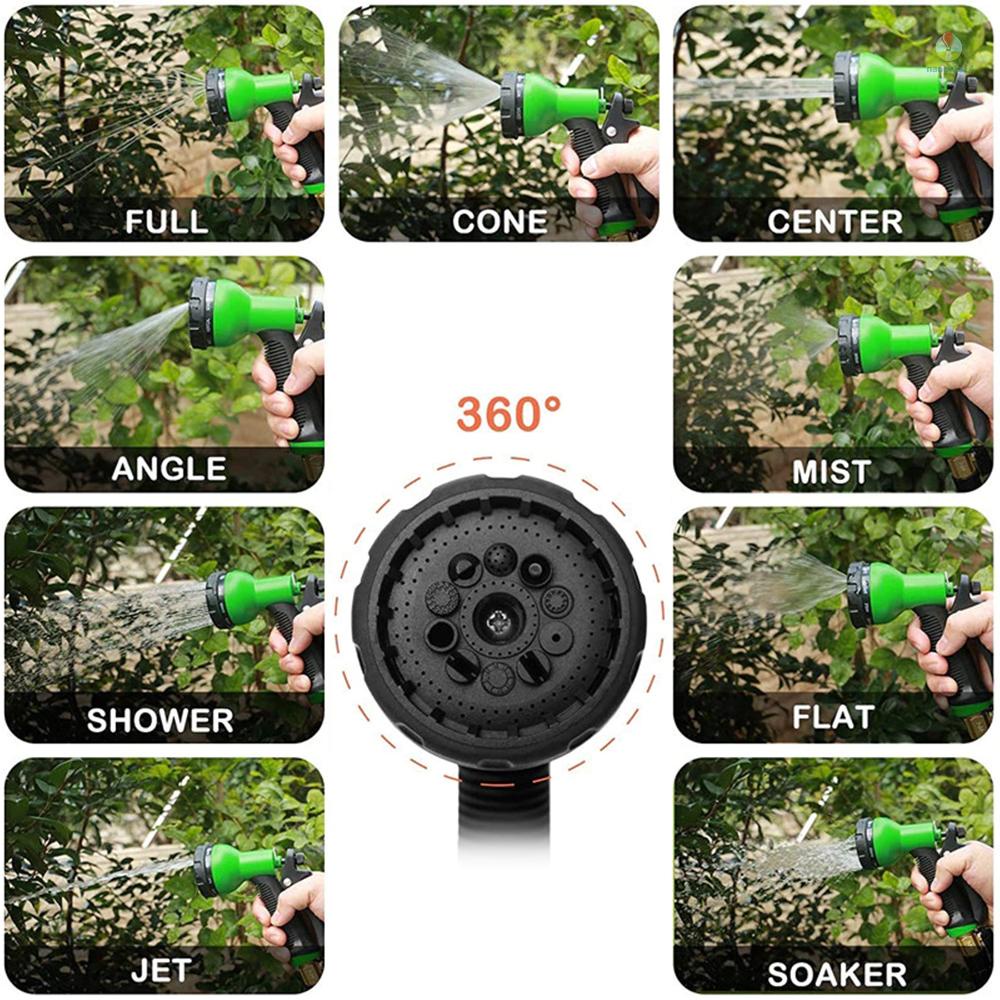 Ống Nước 50ft Với 9 Vòi Phun Nước Mạnh Linh Hoạt Bằng Đồng Thau Và Cao Su Cứng